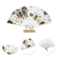 thumbnail image 3 of Unique Bargains Elegant Floral Design Folding Hand Fan Yellow Green, 3 of 5