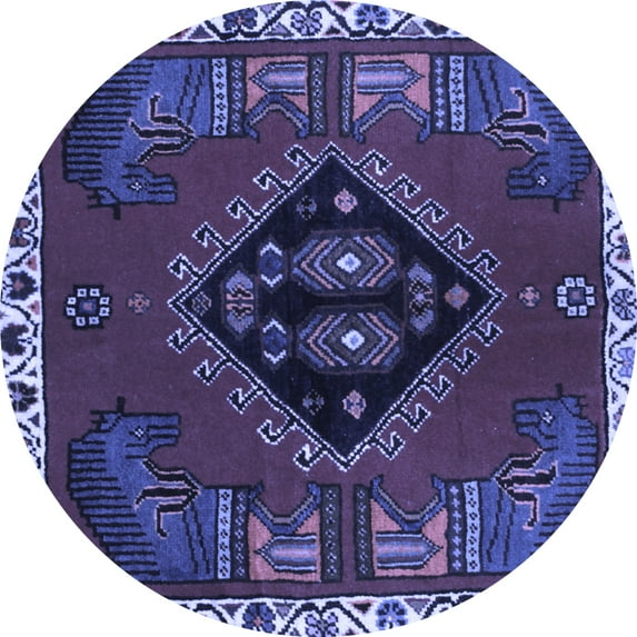 Ahgly Company Indoor Round Persian Blue Traditional Area Rugs, 4' Round