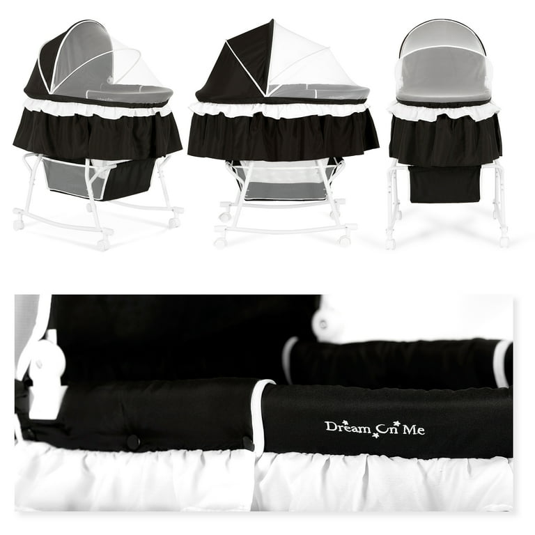 Dream On Me Lacy Portable 2 in 1 Bassinet Cradle in Black Lightweight Baby Bassinet Walmart