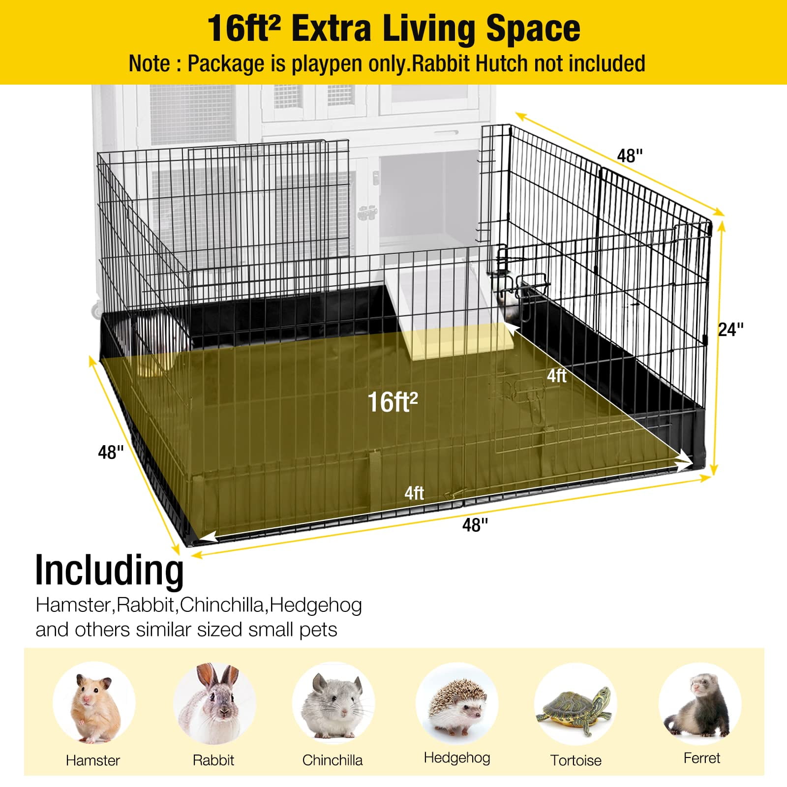 Aivituvin Pet Playpen, Small Animal Playpen for Rabbits Hamsters Guinea Pigs Cage Exercise Pen and Enclosure Waterproof