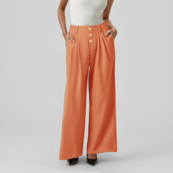SNKSDGM Women's Plus Womens Dress Pants Wide Leg Work Pants Women Plus Size Petite High Waisted Wide Leg Pants for Women Versatile Loose Fit Casual Trousers and Comfortable Long Pants