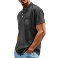 thumbnail image 4 of Xdegoge Mens Vintage Washed Henley T Shirt Short Sleeve Casual Athletic Fit Button Down Placket Tee With Chest Pocket Summer Outdoor Everyday Basic Workout Tops Shirts, 4 of 6
