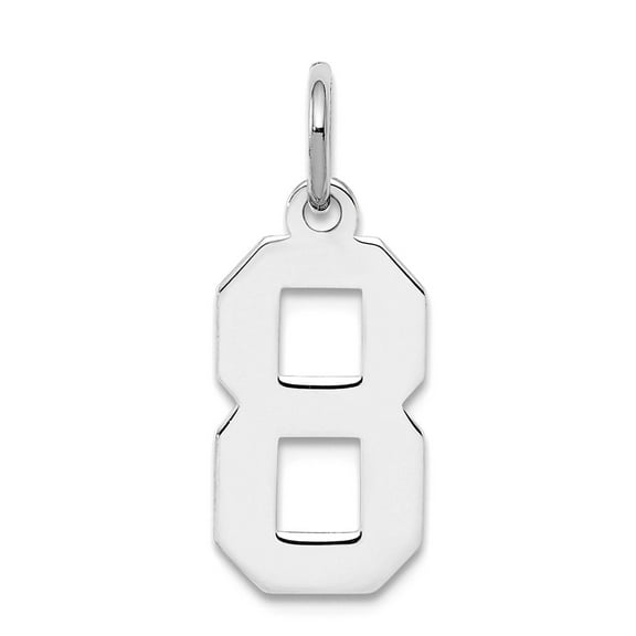 925 Sterling Silver Solid Small Polished Sport game Number 8 Charm 20x4mm Wide Pendant Necklace for Women