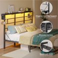 thumbnail image 4 of Bestier LED King Size Bed Frame with Headboard & Charging Station, Metal Platform Bed with 15.7'' Large Under Bed Storage, Black, 4 of 10