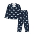 thumbnail image 1 of Balery Wolf And Moon Conjunto de Pijama con Estampado para Mujer, Conjunto de Dos Piezas con Manga Larga, Ropa de Dormir Suave con Bolsillos, Pijamas Cómodos-X-Large, 1 of 7