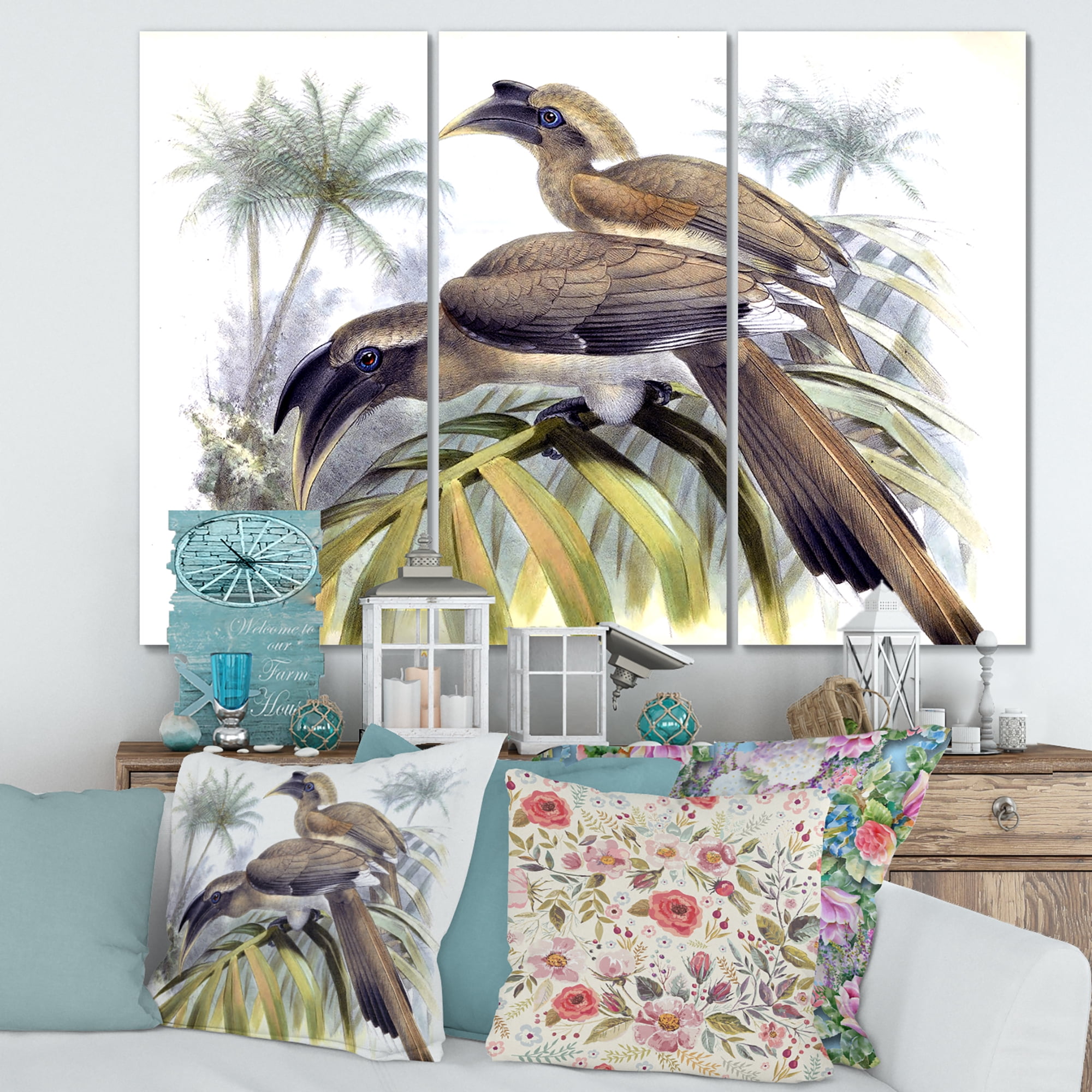 Designart ' Ancient Australian Birds XIV ' Traditional Canvas Wall Art Print