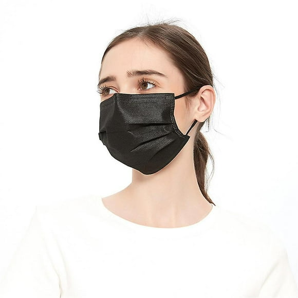 100PCS Disposable Mask Non Medical Surgical 3 Ply Earloop Face Masks(black)