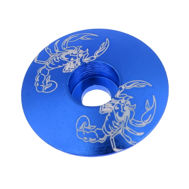 Aleación De Aluminio Bicicleta Threadless Stem Headset Top Cap Cover Blue Scorpion Sunnimix Tapa superior para auriculares de bicicleta