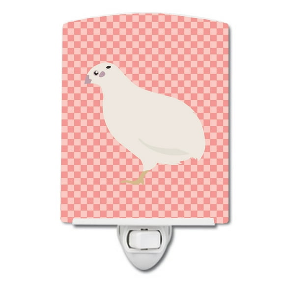 Caroline's Treasures BB7957CNL Texas Quail Pink Check Ceramic Night Light, 6x4x3", multicolor