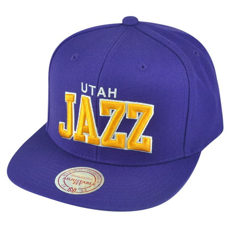 NBA Mitchell Ness Utah Jazz NZH88 Purple Arch Solid Snapback Flat Bill Hat Cap