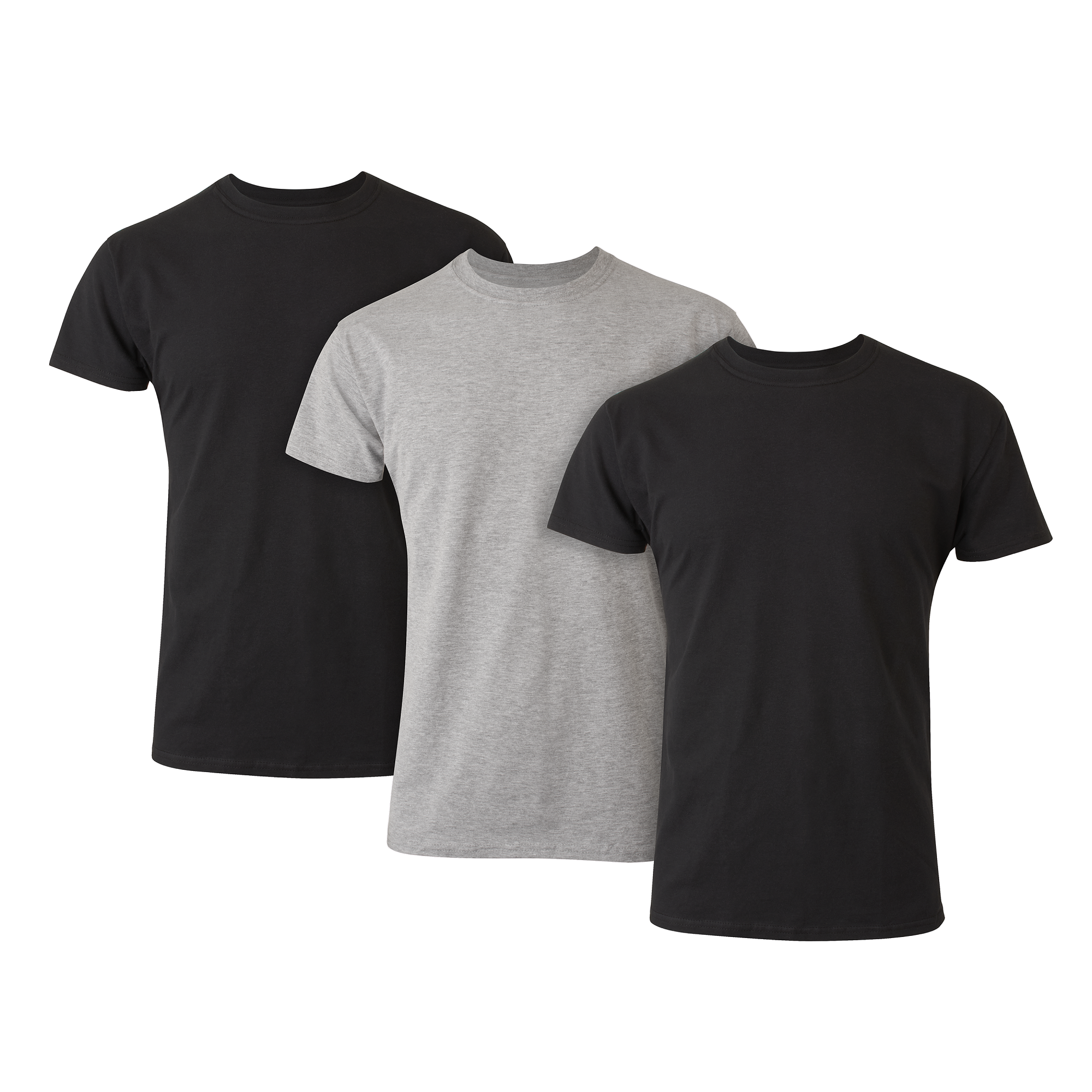 Hanes Tall Man T-Shirt, 3-Pack, Long Length Cotton Undershirt, Black/Grey (Big & Tall Sizes)