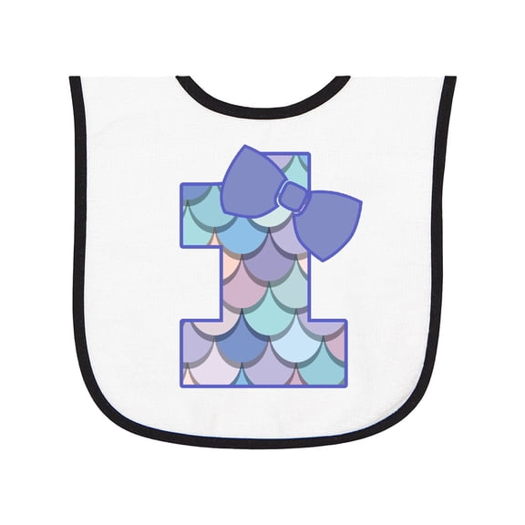 Inktastic 1st Birthday Mermaid 1 Year Old Baby Terry Cloth Bib