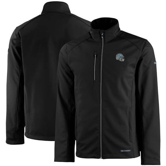 Men's Cutter & Buck Black Detroit Lions Evoke Eco Softshell Recycled Full-Zip Jacket
