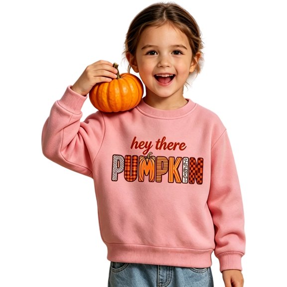 Weebloom Thanksgiving Crew Neck Sweatshirts Kids Pumpkin Pullover Fall Winter Tops Boy Girl Holiday Sweatshirts Pink