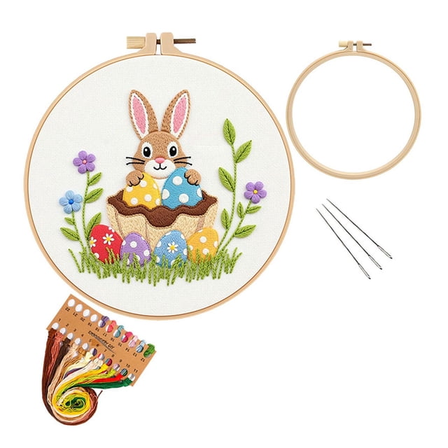 zhangmingg Embroidery Kit Complete DIY Craft Set with Threads Needles and for Beginners