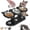 Black, variant on Anti-Slip Elevated 3-Bowl Pet Feeder Set, Raised Cat and Small Dog Food Water Bowls with Stand, No Spill Multi-Pet Feeding Station Water Bowl for Wet Dry Kibble, Neck Strain Relief (Wood)