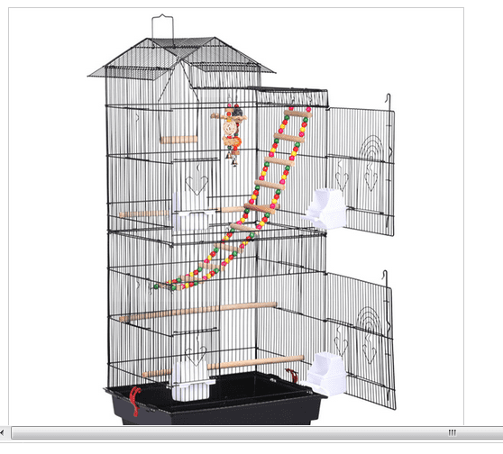 Yaheetech 39''H Roof Top Large Metal Bird Cage Parrot Cockatiel Conure  Parakeet Budgie Finch Lovebird Pet Bird Cage w/Toys