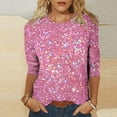 thumbnail image 2 of Fashion 3/4 Sleeve T Shirts for Womens Gradient Sequins Tunic Tops Casual Loose Crewneck Basic Tees, 2 of 6