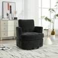 thumbnail image 2 of Dtwnek Swivel Accent Chair with Metal Base, Upholstered Armchair Club Chair for Living Room, Bedroom, Office, Black, 2 of 10