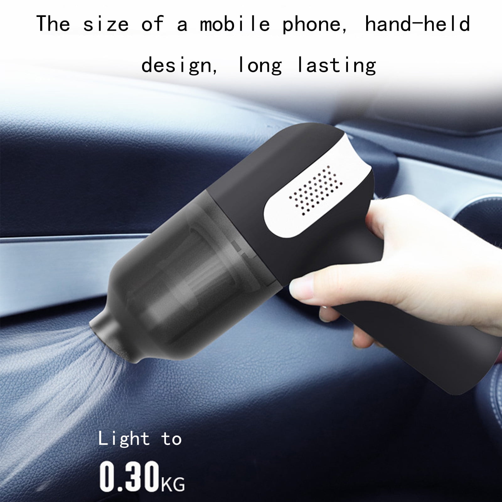 Nsxcdh Portable Car Vacuum Cleaner Lightweight Abs 6.7x6.5 in 50w 4000mah Wet Dry USB Rechargeable for Pet Hair Home Office Tool