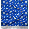 thumbnail image 1 of Soimoi Blue polyester Crepe Fabric Bird & Feather Print Fabric by the Yard 52 Inch Wide, 1 of 5