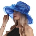 thumbnail image 7 of Women's Organza Flower Brim Derby Hat Church Dress Hat Bridal Shower Sun Hat, 7 of 7