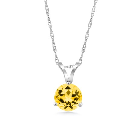 18k Honey - 18K White Gold Pendant Set with Round Honey Topaz from Swarovski