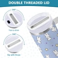 thumbnail image 3 of Yayeee 40oz Stainless Steel Tumbler with Straw and Handle Double-Wall Insulated Travel Water Bottle, Blue Cartoon Rabbit Pattern, 3 of 8