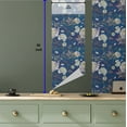 thumbnail image 5 of Ambesonne, Peony Pattern Peel & Stick Wallpaper for Home, Flowers Springtime, 13"x36", Cobalt Blue Pale Yellow, 5 of 5