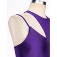 thumbnail image 5 of Alvivi Women Sleeveless Cutout Latin Dance Leotard Mesh Patchwork High Low Lyrical Dance Dress Purple XXL, 5 of 7
