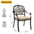 thumbnail image 4 of 2 Piece Patio Dining Chairs with Cushions, Outdoor All-Weather Cast Aluminum Chairs with Armrest, Patio Bistro Dining Chair Set of 2 for Garden Deck Backyard, Antique Bronze, 4 of 9