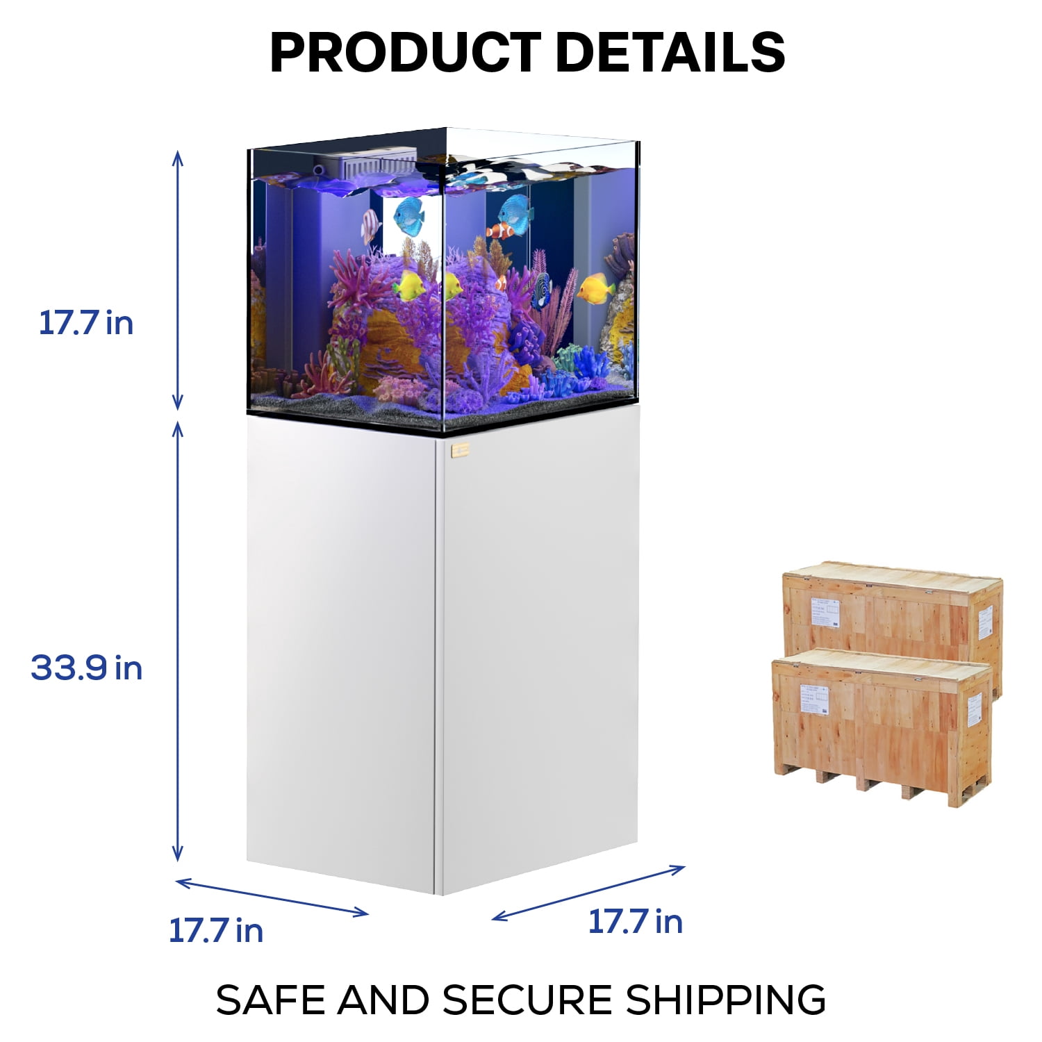 37 Gallon Coral Reef Aquarium Fish Tank Ultra Clear Glass with Built-in Sump