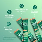 Supergreens Premium Superfood Greens Drink Mix w/Chlorella, Moringa, Spinach & Broccoli + Digestive Enzymes & Probiotic Blend -Nutrient-Packed Powder (Mango Peach 20 Servings, Travel Pack)