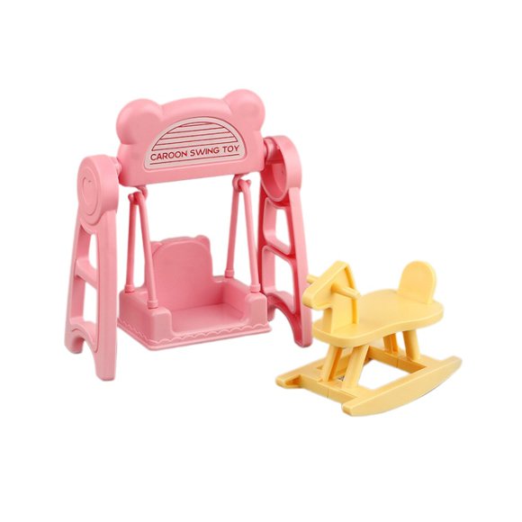 Juego de columpios y caballito balancín para bebés Dollhouse Furniture