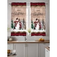 thumbnail image 2 of Christmas Curtains 54 Inch Length, Sheer Curtains for Bedroom Living Room Window Vintage Red Plaid Tree Xmas Snowman Rod Pocket Voile Drapes Kitchen Curtains Small Half Window 52"x54" 2 Panels, 2 of 7