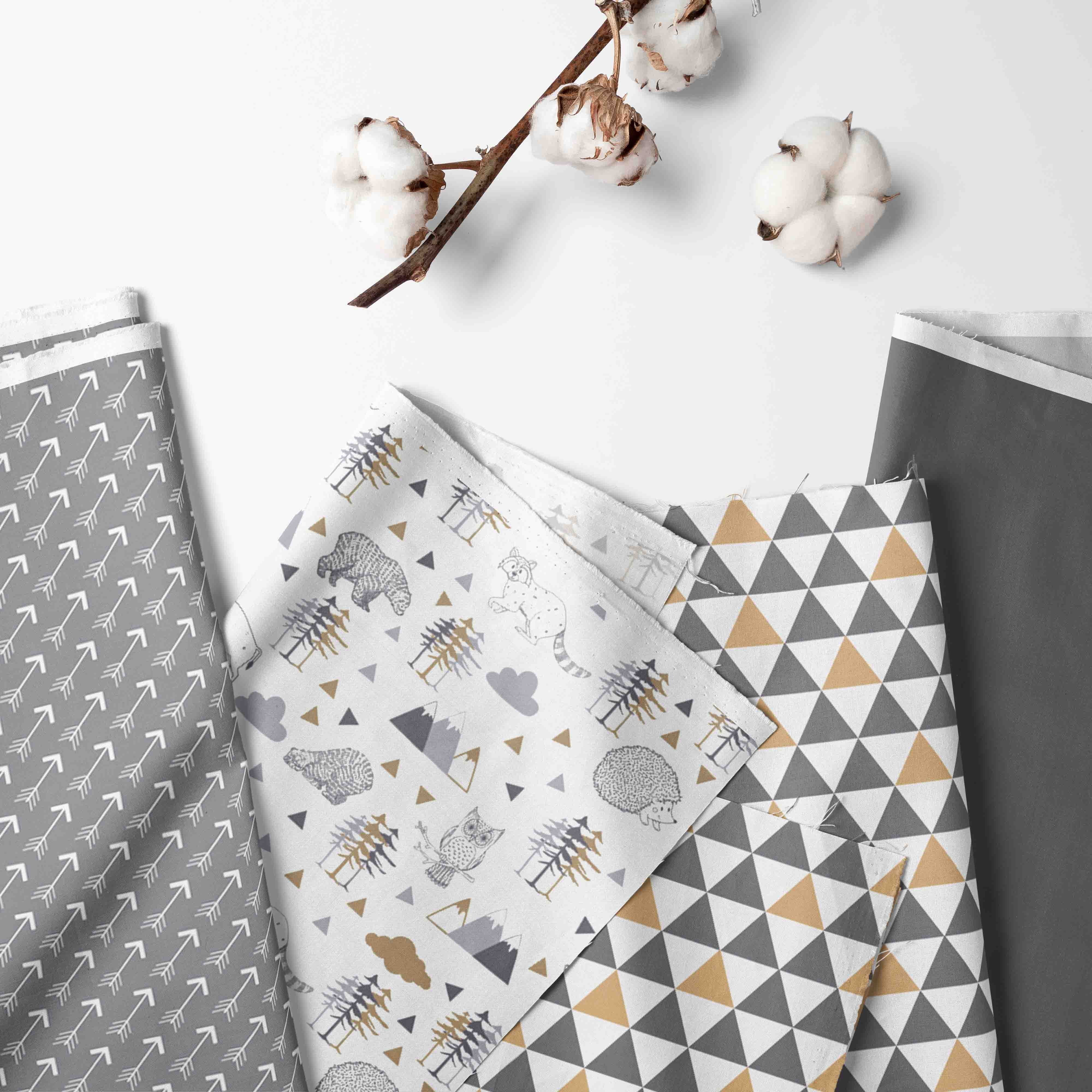 Bacati - Toddler Bedding/Sheet Set 100% Cotton Percale, Woodlands Beige/Grey