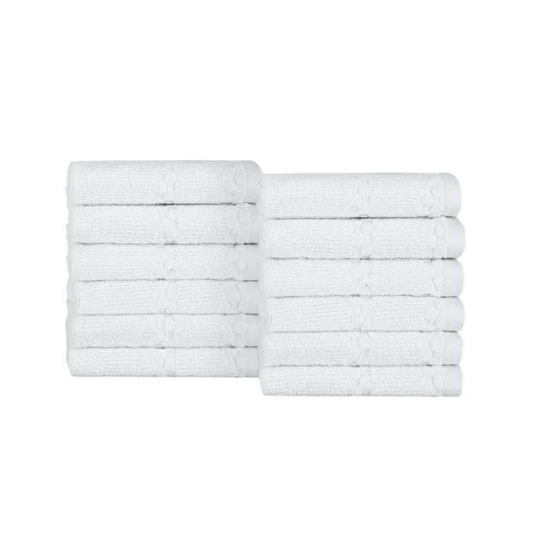 Superior Medallion Turkish Cotton 12-Piece Bathroom Towel Set, White/ Emberglow