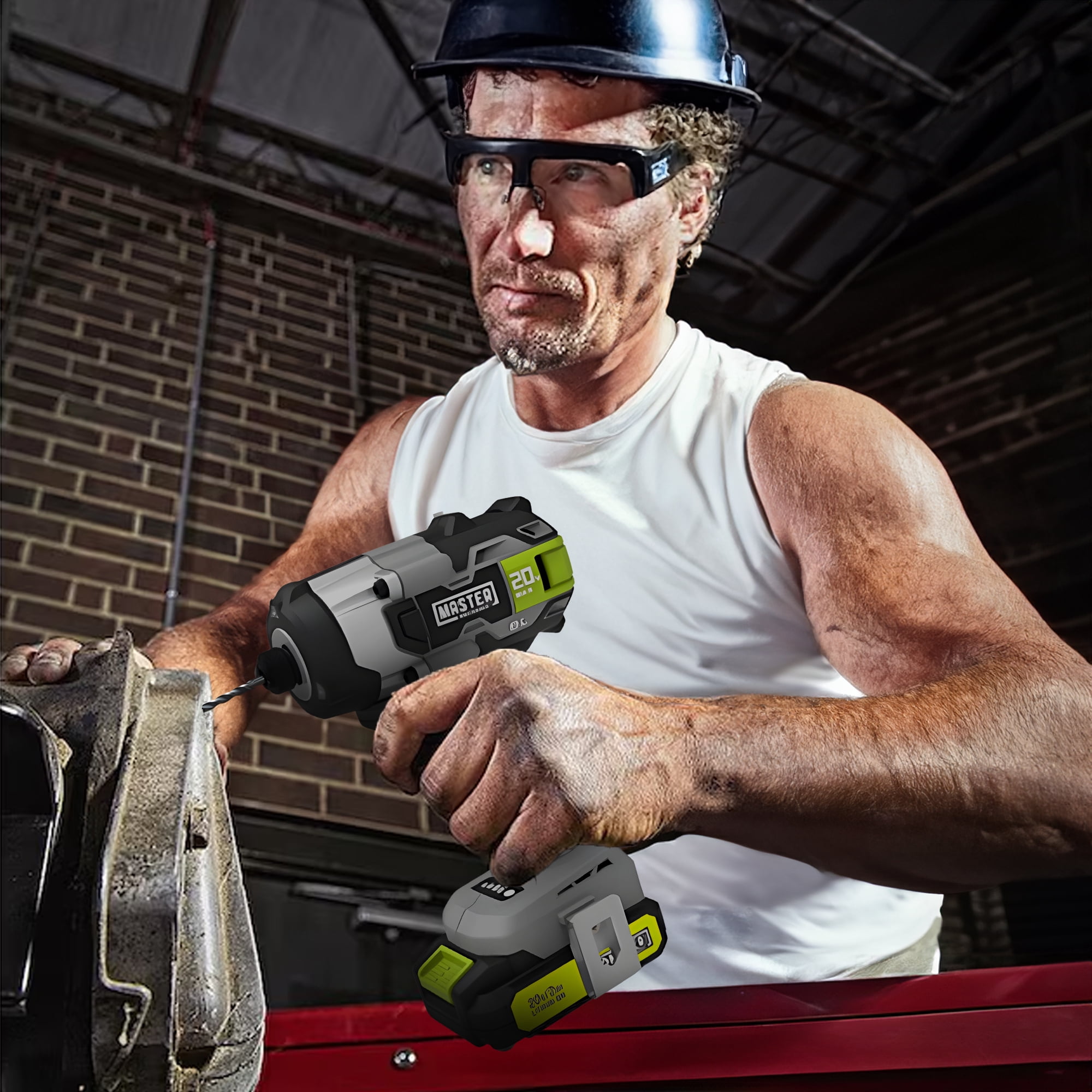 Master Mechanic 20V Compact Cordless Impact Driver Kit with Brushless Motor