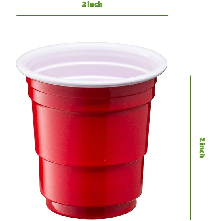 [100 Count - 2 oz.] Mini Plastic Shot Glasses - Red