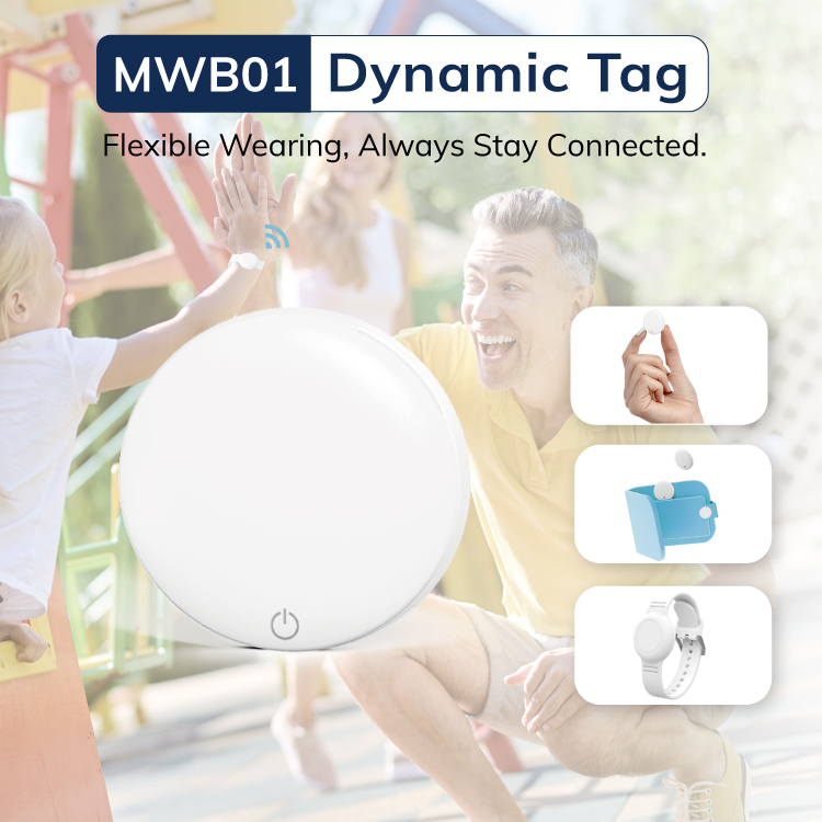 3PCS MWB01 dynamic tag ble wireless iot devices ibeacon Ultra-Thin IP67 bluetooth beacon with NFC and accelerometer sensor for personnel management