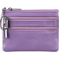 thumbnail image 1 of LAICAIW Women's Genuine Leather Coin Purse Mini Pouch Change Wallet with Keychain, Lavander, 1 of 7