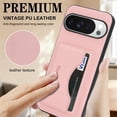 thumbnail image 2 of For Google Pixel 10 Pro XL Wallet Case Ultra-Slim Profile Vintage Leather Texture, Wallet For Women Men Card Holder Magnetic Clasp Kickstand Folio Case,Pink,For Pixel 10 Pro XL, 2 of 7