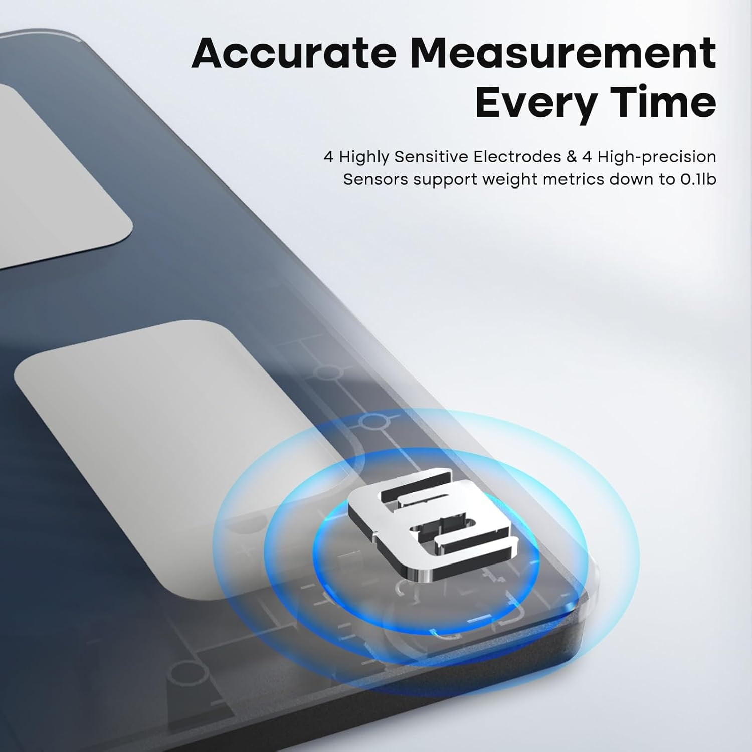 Smart Scale for Body Weight, BMI, Body Fat, Muscle Mass, Digital Bathroom Scales 500lbs for Bluetooth Weight Monitor 11.8" Large Platform Weighing Machine Health Analyzer with App, Dark Blue