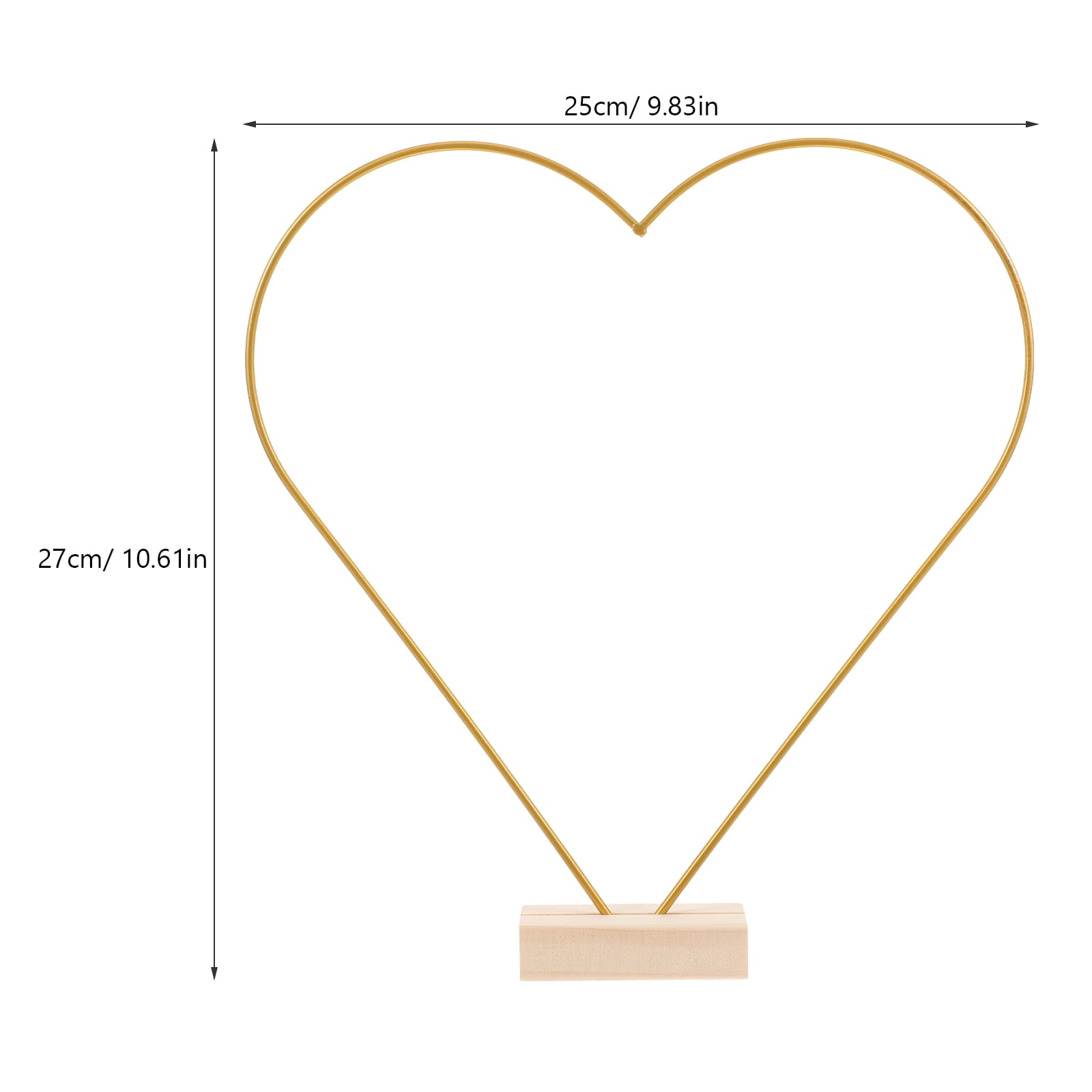 OUNONA 10Sets Golden Metal Floral Hoop with Wooden Base for Wedding Table Decoration and DIY Crafts