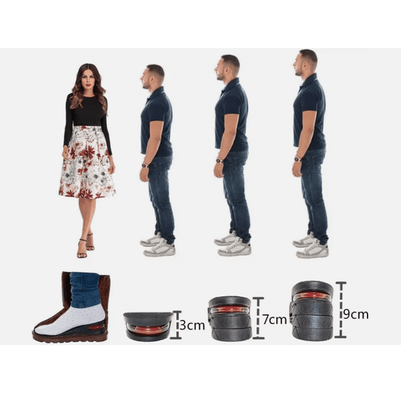 Men & Women Invisible Height Increase Insoles – Heel Lift Shoe Inserts for Added Height