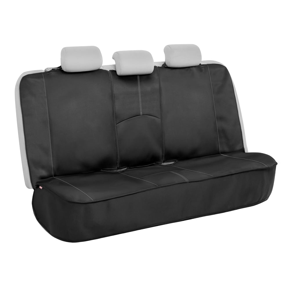 Motor Trend Stitched Waterproof Front and Rear Bench Car Seat Covers, Full Set in Gray - Universal Fit for Auto Truck Van SUV
