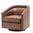 thumbnail image 3 of Wovenbyrd Caitlyn Classic Barrel Swivel Chair, Wood and Metal Frame - Walnut Faux Leather, 3 of 15