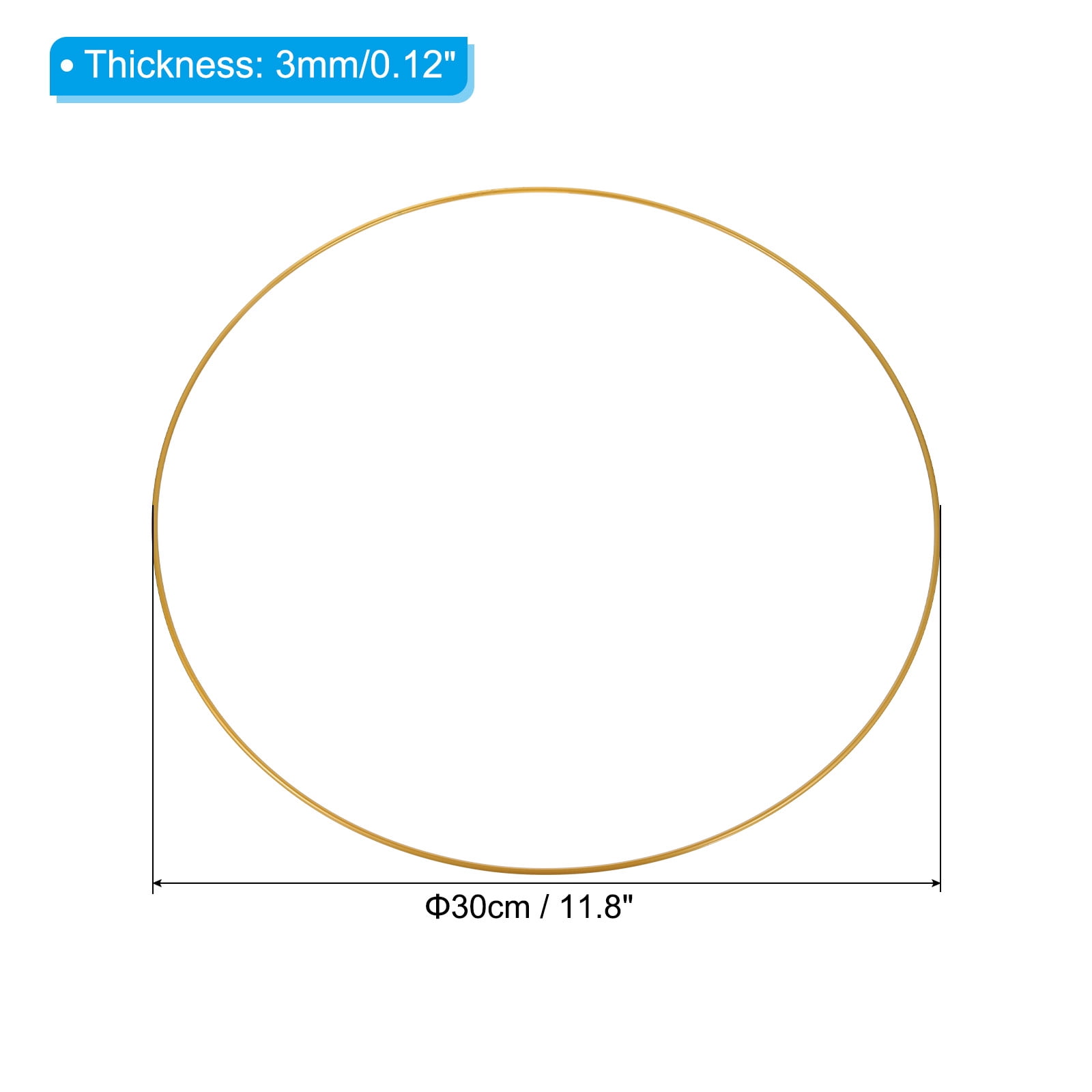 12 Inch Round Metal Floral Hoop, Gold Wreath Macrame Frame for Wedding Geometric Decor, Gold Tone 10 Pcs