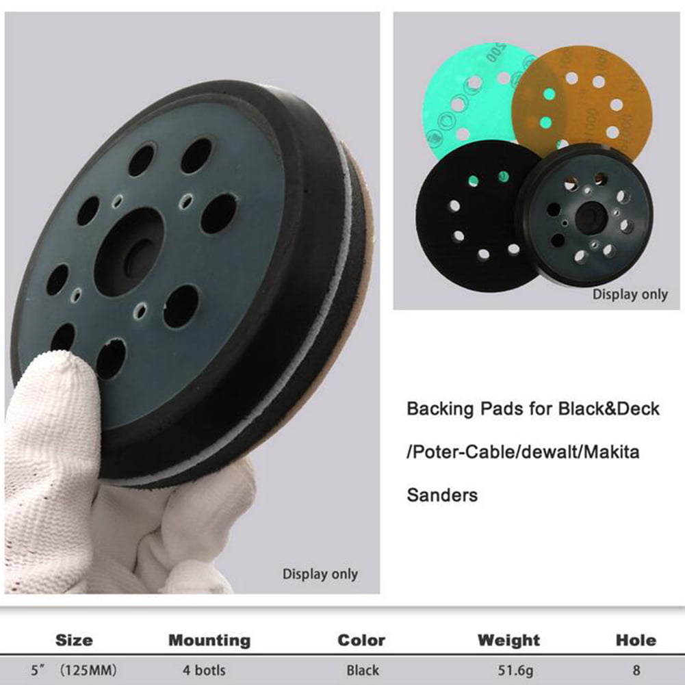 Self Adhesive No Hole 125mm Plain Convert Repair Kit Adaptor Hook /& Loop Replacement for Sanding Disc Pad