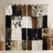 Feelyou Farmhouse Cow Print Blackout Curtains Set of 2 (52x84 Each), Chic Buffalo Plaid Window Curtains, Vintage Rustic Patchwork Curtains and Drapes, Blackout Curtains Room Decor